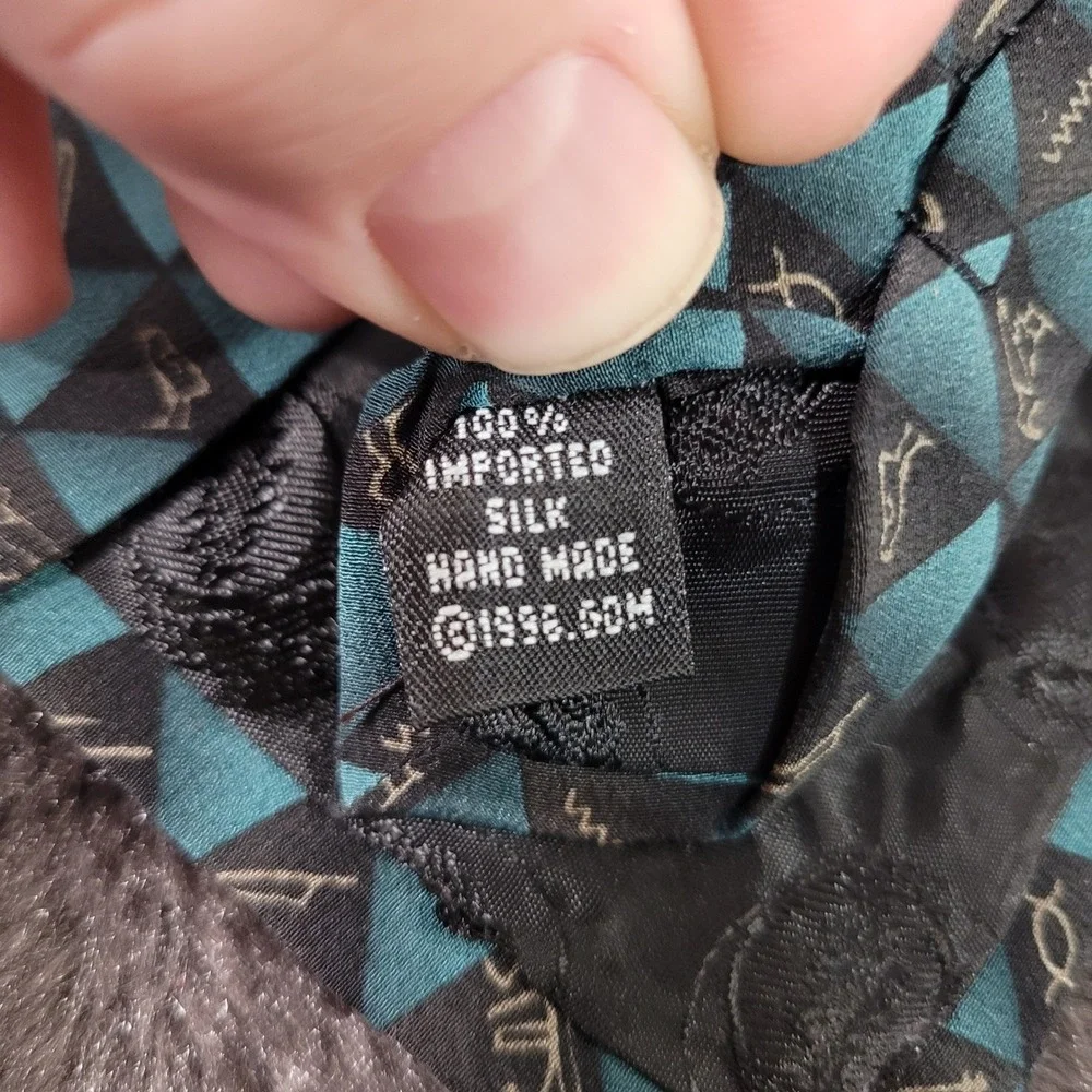 Grateful Dead Silk Tie Great Pyramid II Seventh Set Hieroglyphics Teal Black 96